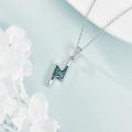 wholesale 925 Sterling Silver Platinum Plated Lightning Bolt Created Turquoise Pendant Necklace-0-2