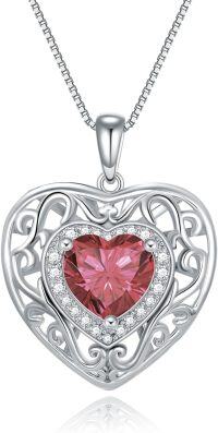 wholesale 925 Sterling Silver with 12 Birthstones Heart Celtic Necklace for Her-1-Jan-Garnet