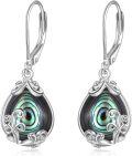 wholesale 925 Sterling Silver Abalone Shell Filigree Teardrop Dangle Leverback Earrings-0-0
