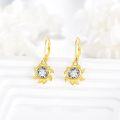 wholesale Gold 925 Sterling Silver Round CZ Leaf Drop Earrings for Women-0-2