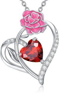 wholesale 925 Sterling Silver Birthstone Flower Necklace for Women-01-Jan-Carnation