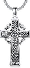 wholesale 925 Sterling Silver &  Irish Cross with Celtic Knots and Shamrock Design Pendant on 24 Chain-0-0