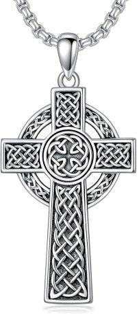 wholesale 925 Sterling Silver &  Irish Cross with Celtic Knots and Shamrock Design Pendant on 24 Chain-02-classic