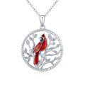 wholesale 925 Sterling Silver Cardinal Bird Necklace Pendant Tree-0-0
