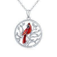 wholesale 925 Sterling Silver Cardinal Bird Necklace Pendant Tree-E-Tree Cardinal