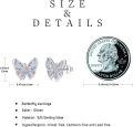 wholesale 925 Sterling Silver Multi-Color Crystal Butterfly Stud Earrings for Women and Girls-0-2