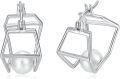 wholesale 925 Sterling Silver Hexagon Pearl Hoop Earrings for Women and Girls-0-0