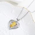 wholesale 925 Sterling Silver Saint Michael Archangel Heart Pendant Necklace Two Tone Platinum Plated-0-2