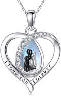wholesale 925 Sterling Silver Mother and Child Love Forever Moonstone Heart Necklace  for Mom Daughter Wife Girlfriend-0-0