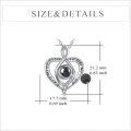 wholesale 925 Sterling Silver Black Onyx I Love You Projection Heart Pendant Necklace-0-3