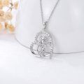 wholesale 925 Sterling Silver Mom Heart Shape Animal Pendant Necklaces for Women Girls Family Love Gift-0-85
