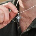 wholesale Silver Celtic Cross Pendant Necklace for Men with 2 5mm 22 +2 Adjustable Rolo Chain-0-3