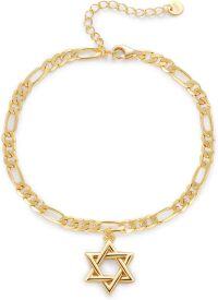 wholesale 14K Gold Plated Sterling Silver Women s Cross Pentagram Hand of Fatima Adjustable Bracelet-Pentagram