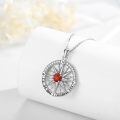 wholesale 925 Sterling Silver Compass Necklace With Red Stone And Engraving-0-4