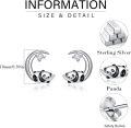 wholesale 925 Sterling Silver Panda on the Moon Stud Earrings for Women - Hypoallergenic Jewelry-0-5