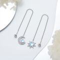 wholesale 925 Sterling Silver Sun & Moon Rainbow Moonstone Threader Dangle Earrings-0-4