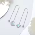 wholesale 925 Sterling Silver Sun & Moon Rainbow Moonstone Threader Dangle Earrings Wholesale-0-4