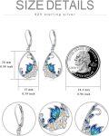 wholesale 925 Sterling Silver Butterfly & Flower Drop Earrings with Blue Enamel Accents-0-1