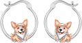 wholesale 925 Sterling Silver 925 Corgi Puppy Hoop Earrings for Women - Cute Pet-0-0