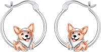 wholesale 925 Sterling Silver 925 Corgi Puppy Hoop Earrings for Women - Cute Pet-Corgi