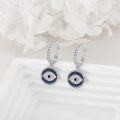 wholesale 925 Sterling Silver Blue Evil Eye Leverback Huggie Hoop Dangle Earrings with Cubic Zirconia and Rope Design-0-1