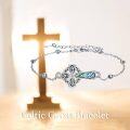 wholesale  925 Sterling Silver Celtic Cross Bracelet with Irish Abalone Design - Hypoallergenic, Nickel-Free, Gift Box Included-0-2