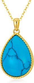 wholesale 14K Gold Teardrop Turquoise and Moissanite Infinity Necklace - 16 & 18 Chain-0-0