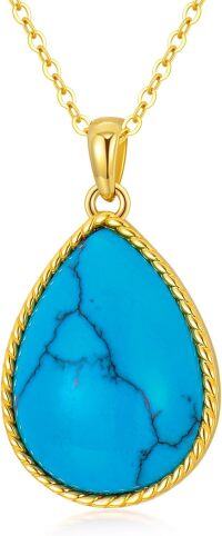 wholesale 14K Gold Teardrop Turquoise and Moissanite Infinity Necklace - 16 & 18 Chain-Style-2