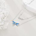 wholesale 925 Sterling Silver Blue Opal Dragonfly & Infinity Pendant Necklace s for Women-0-3