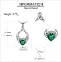 wholesale 925 Sterling Silver Emerald Heart Claddagh Celtic Knot Pendant Necklace Irish s for Women Girls-0-3