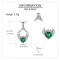 wholesale 925 Sterling Silver Emerald Heart Claddagh Celtic Knot Pendant Necklace Irish s for Women Girls-0-3