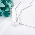 wholesale 925 Sterling Silver Round White Opal Ball Pendant Necklace-0-2