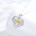 wholesale 925 Sterling Silver Angel Number 888 Heart Wings Pendant with Gold Plating and Cubic Zirconia on an Adjustable Length Chain (16-24 inches)-0-1
