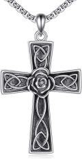 wholesale 925 Sterling Silver Celtic Knot Rose Pendant Necklaces for Men & Women-0-0