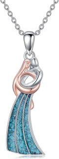 wholesale 925 Sterling Silver Turquoise Cat and Fox Hug Pendant Necklace for Women Valentines Day Gifts-0-0