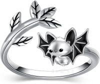 wholesale 925 Sterling Silver Adjustable Bat Highland Cow Ring Animal Jewelry Gift for Her-Bat