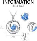 wholesale 925 Sterling Silver Blue Crystal Heart & Moon Charm Pendant Necklaces for Women Gifts-0-5