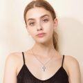 wholesale 925 Sterling Silver & Turquoise Women's Cross Necklace, Elegant Dainty Faith Jewelry Gift-0-2