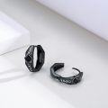 wholesale 925 Sterling Silver Black Cubic Zirconia Viking Huggie Hoop Earrings for Men - Father's Day Gift for Dad/Husband-0-4