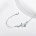 wholesale 925 Sterling Silver Moonstone & Green Enamel Leaves Sunflower Charm Bracelet for Women-0-2