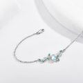 wholesale 925 Sterling Silver Bracelet With Green Leaves And Moonstone Centerpiece-0-2