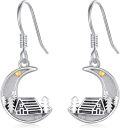 wholesale 925 Sterling Silver Moon & Cabin Design Drop Earrings - Nature Inspired  for Her-0-0