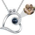 wholesale 925 Sterling Silver Black Pearl & Cubic Zirconia Heart Pendant Personalized Photo Name Necklace-0-1