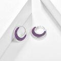 wholesale 925 Sterling Silver Purple Opal Hoop Earrings for Women Gift Set-0-4