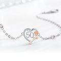 wholesale 925 Sterling Silver Rose Gold Plated Heart-Shaped Bracelet with Cubic Zirconia Accents and Numbered Pendant - Perfect Gift for Mother's Day/Wife/Mom/Grandma/Daughter on Her Special Occasion-0-3