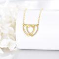 wholesale 10K Golden Cubic Zirconia Double Heart Pendant Necklace for Women-0-3