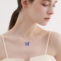 wholesale 925 Sterling Silver Blue Butterfly Necklace Pendant-0-1
