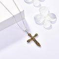wholesale 925 Sterling Silver Fire Opal Celtic Cross Pendant Necklace Christian Faith Jewelry Religious Gift for Mom-0-2
