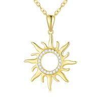 wholesale 14k Sun Lab Diamond Pendant Necklace Wholesale With Delicate Gold Chain-14K Yellow Gold