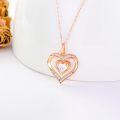 wholesale 14K Rose Gold Double Heart Diamond Pendant Eternal Love Necklace for Women-0-2